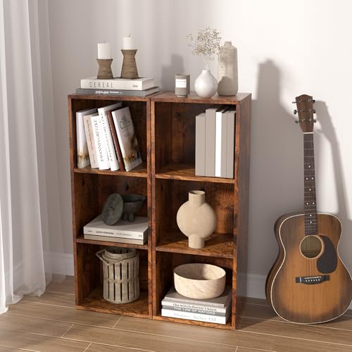 Wooden 3 Cube Storage Organizer, 3 Tier Storage Cubes Storage Display Cubby, Freestanding DIY Closet Shelving Unit for Living Room Bedroom Office (Retro Brown, 3 Cube-W(11.8inch) - color: Retro Brown, size: 3 Cube-W(11.8inch)