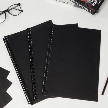 RAYSON 8.5" x 11" Black Leather Texture Binding Covers, 12 Mil Thick, 230gsm Paper, Un-Punched, Letter Size, 100 Pack
