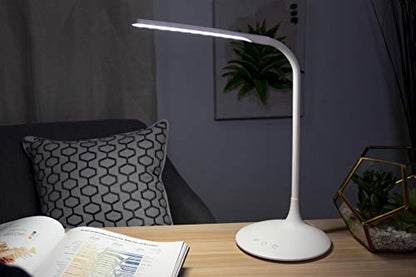 PureOptics LED VLED1819-BD Battery LED Desk Lamp, Dimmable with Adjustable Color Temperature, 4 Hour Battery Life, Rechargeable, Eco Friendly, White - style: Round