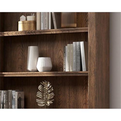 Traditional 8' Tall Wood Bookcase Wall With Ladder Office Bookcase Brown