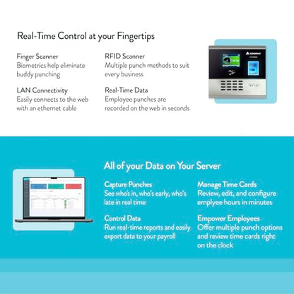 Acroprint ProPunch Time Clock System for Employees – Biometric Fingerprint Time Clock for Small Business, No Monthly Fees, Advanced Time Card Machine with Employee Time Tracker