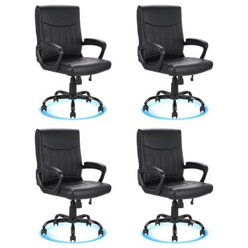 CLATINA Leather Office Executive Chair with Lumbar Support and Padded Armrestes, Swivel Rolling Ergonomic Mid Back Computer Task Desk Chair for Home, Conference, Waiting Room, Black, 4 Pack - color: Black-lillo, size: 4 Pack