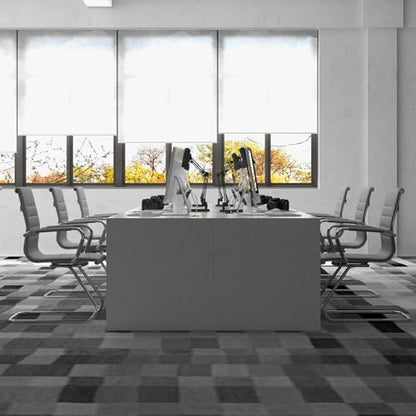 Conference Room Chairs Set of 4, Waiting Room Chairs with Arms, Faux Leather Reception Chairs No Wheels, Office Guest Chairs with Mid Back Support and Chrome Sled Base, Grey - color: Grey, size: 4PCS