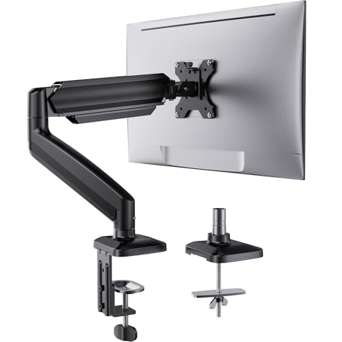 HUANUO Single Monitor Mount, Adjustable Monitor Arm for 13–34 Inch Screen Up to 22lbs, C-Clamp & Grommet Base, Ergonomic Stand for Work and Gaming, VESA 75x75mm or 100x100mm