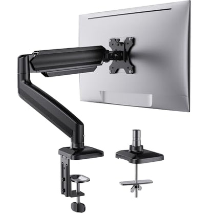 HUANUO Single Monitor Mount, Adjustable Monitor Arm for 13–34 Inch Screen Up to 22lbs, C-Clamp & Grommet Base, Ergonomic Stand for Work and Gaming, VESA 75x75mm or 100x100mm