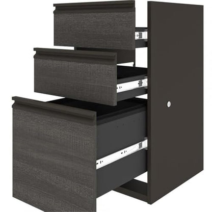 Atlin Designs 6 Piece U-Shaped Computer Desk with Hutch, Bark Gray and Slate Finish, Commercial Grade Particle Board, 66.8" H x 71.1" W x 92.6" D, Reversible Office Workstation with Storage