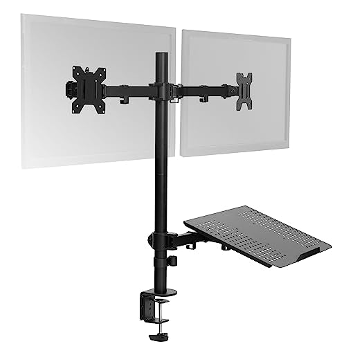 VIVO Laptop and Dual 13 to 27 inch LCD Monitor Stand up Desk Mount, Tall Adjustable Stand, Fits Laptops up to 17 inches, Black, STAND-V012J