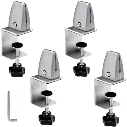 Sneeze Guard Clamp for 1/8"" to 1"" Thick Panel, Adjustable Desk Partition Clip, Aluminum Desktop Divider Clips, Easy to Install Desk Privacy Panel Clips, 4 Pack, GIY-9GM-QVV157 - color: Silver
