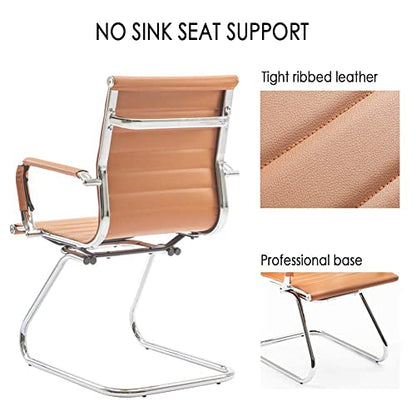 HNY 10-Pack PU Leather Office Guest Chairs - color: Cognac, size: 10 PCS