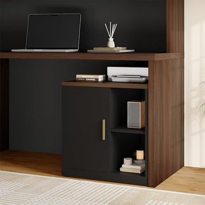ModernMate Printer Stand with Door, Open Adjustable Shelves | 23" Printer Table, File Cabinet, Under Desk Storage Cabinet for Office, Living Room, and Study, Black Walnut - color: Black Walnut