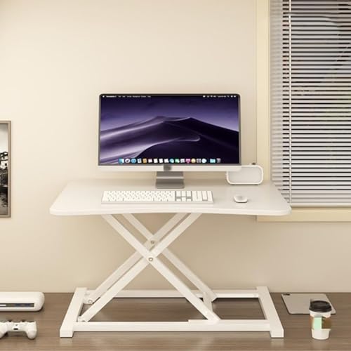 Ergonomic Standing Desk Converter-Height Adjustable Sit-Stand Riser with Keyboard Tray,Home Office Workstation for Laptop & Computer Monitor Riser,Durable Particle Board Design - color: White, size: 65x40x50cm(26x16x20inch)