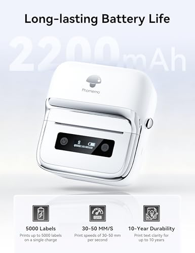 Phomemo M250 3 Inch Label Maker Machine with 3 Roll Labels | Bluetooth Thermal Label Printer, Upgrade Portable Barcode & Address Label Maker for Business, Home, School, Logo Label - color: White