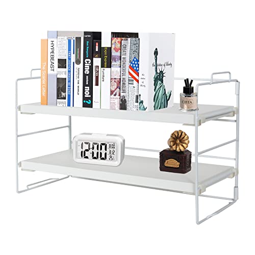 ShellKingdom Desk Shelf Organizer, 2 Tier Desktop Shelves, Adjustable Bookshelf Storage Rack and Office Cubicle Decor for Tabletop, School, Office, Dorm Organization (White) - color: White, size: Medium 2 Tier