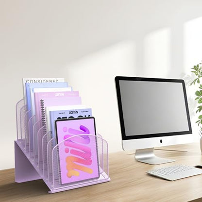 Sinboun Inclined Desk File Organizer Folder Holder with 8-Section, Purple - color: Purple, size: 8 Section