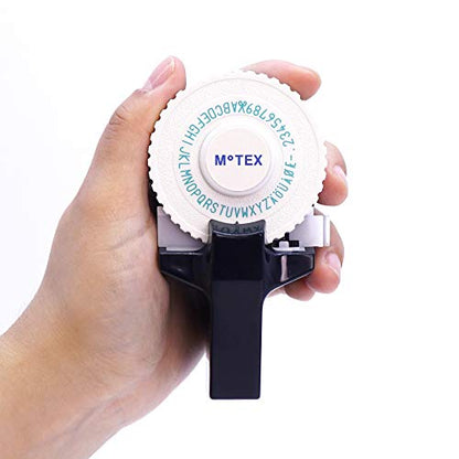 Motex Embossing Label Maker, Labeling Tool, Old School Label Maker, for Manual Label Embossing- E-101 (1 Wheel, Black) - color: Black, style: 1 Wheel