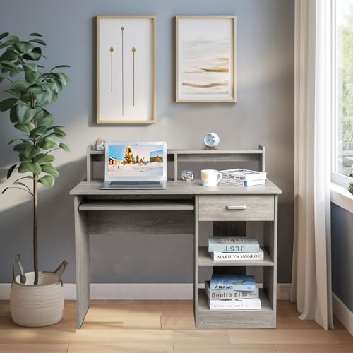 Karl home Computer Desk Study Writing Desk, Grey - color: Grey, size: with Keyboard 1