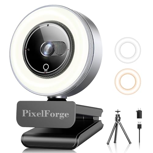 4K Webcam for PC with Microphone & Light & Privacy Cover - color: Silver, style: 4K Sony Sensor PDAF