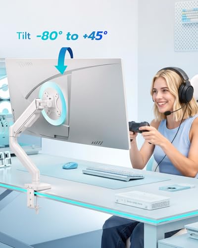 ARES WING 17-40 Inch Heavy Duty Monitor Arm, White - color: White, style: Non USB