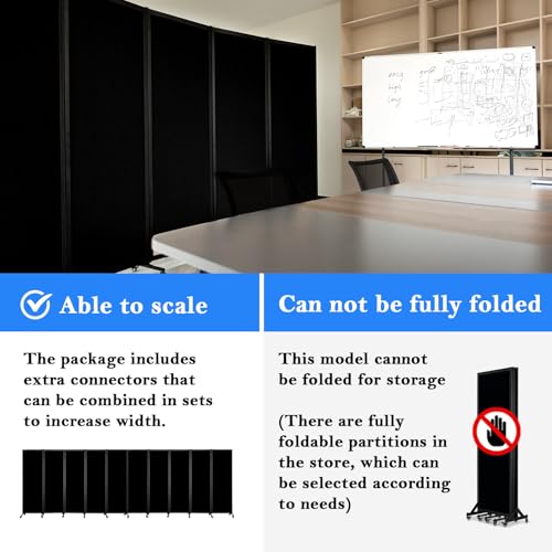Room Partition 2.0 Upgrade Version,12'2"L* 6'7"H,6 Panel,Black - color: Black, size: 6