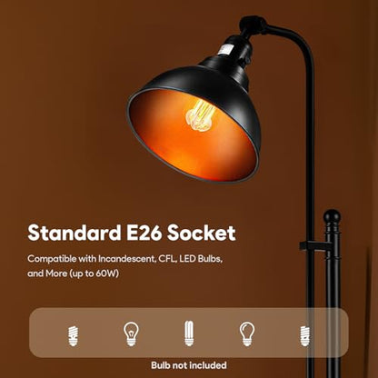 VONLUCE Industrial Floor Lamp 65", Adjustable Standing Lamp for Living Room - color: Black