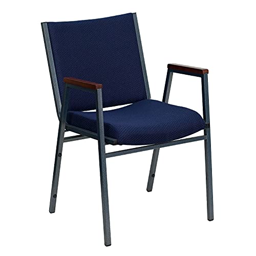 Flash Furniture Hercules Fabric Stack Chair with Arms, Navy Blue - color: Navy Patterned Fabric, size: Set of 1