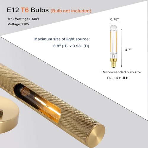 Brushed Brass Picture Light 19 inches Modern Gold Wall Sconce with Knurled Texture Cylinder Metal Shades Rotatable 360°Indoor Wall Lighting Fixture Bathroom Vanity Light Bedroom Living Room - color: 19 inches Gold-Knurled Texture Shades