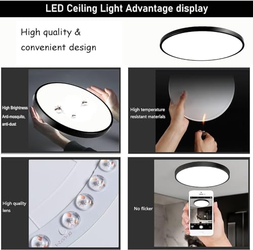8Pack 12Inch 3200LM LED Flush Mount Ceiling Light,28W White 6000K,120V Slim Surface Mount Ceiling Light Fixture for Kitchen Bedroom Living Room - size: 8Pack-28W-12Inch-Round