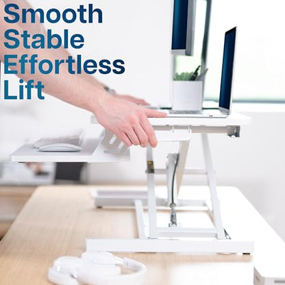 VIVO 32 in Standing Desk Riser, Height Adjustable Workstation - color: White, size: 32"