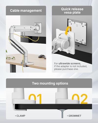 monTEK Heavy-Duty Monitor Arm Bundle with Universal VESA Extension Kit, Fits 17–57" Curved & Ultrawide Screens up to 59.4 lbs, with USB A/C Expands VESA to 200x200 & 300x300