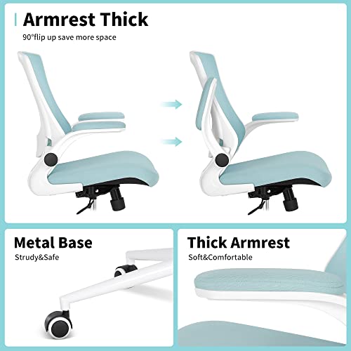 Misolant Tall Office Chair, Drafting Chair for Standing Desk, High Office Chair with Adjustable Lumbar Support, Flip-up Arm and Footrest Ring, Tall Drafting Chair for Bar Height Desk - color: Sky Blue