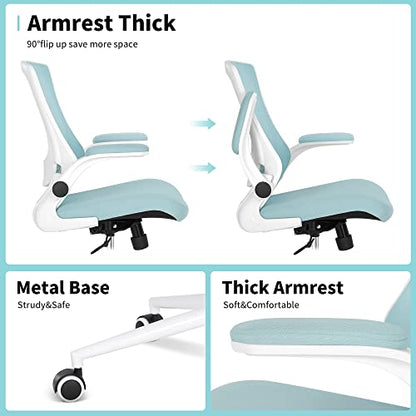 Misolant Tall Office Chair, Drafting Chair for Standing Desk, High Office Chair with Adjustable Lumbar Support, Flip-up Arm and Footrest Ring, Tall Drafting Chair for Bar Height Desk - color: Sky Blue