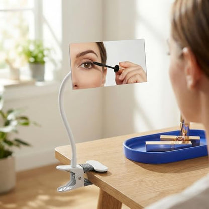 IMIKEYA Clip-On Desk Makeup Mirror for Cubicle, Anti-Peeping Privacy Mirror, Convex Rear View Desk Mirror for Office Computer Monitor, Adjustable Gooseneck Clamp Mirror