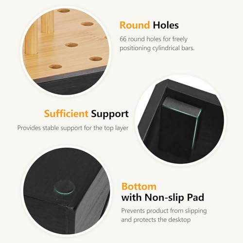 Homde Office Charging Station Organizer: 2 Layer Charger Holder (Black) - color: Natural and Black