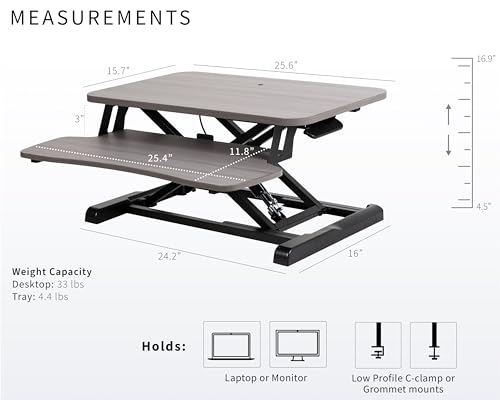 VIVO Dark Gray 26 inch Standing Desk Converter, DESK-V026KG - color: Dark Gray, size: 26"