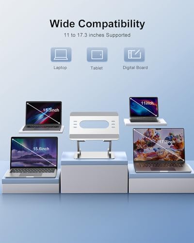 JOIOT Ergonomic Laptop Stand,Adjustable Riser for 10-17.3” Computer - color: Silver