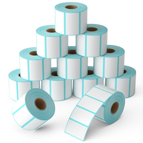 OausTect 2.25 x 1.25 Thermal Labels,12 Rolls Barcode Labels, Thermal Printer UPC Sticker, Self-Adhesive Address Sticker Shipping Labels Direct Thermal Label Stickers (1000 Labels/Roll) - size: 2.25" x 1.25" | Blue, style: 12 Rolls