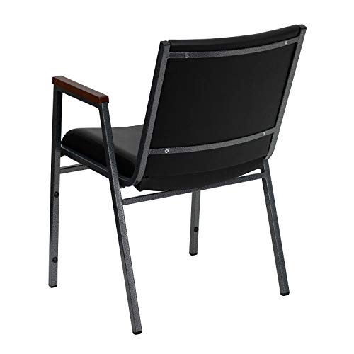 Flash Furniture 4 Pack HERCULES Series Heavy Duty Black Vinyl Stack Chair with Arms - color: Black Vinyl, size: Set of 4