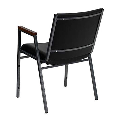 Flash Furniture 4 Pack HERCULES Series Heavy Duty Black Vinyl Stack Chair with Arms - color: Black Vinyl, size: Set of 4