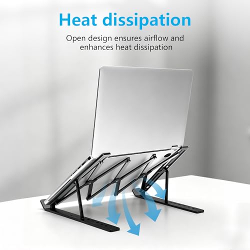 Laptop Stand for Desk, Adjustable Laptop Riser, Black | Portable Foldable Laptop Stands Travel for 10-17” Laptops - color: Black