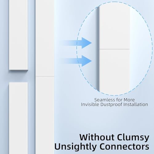Delamu Cord Hider for Wall Mounted TV, 113.6in Paintable Cable Cover System, Self-Adhesive Cable Management Raceway Kit Hides 2-3 Wires, Baseboard Wire Hider Easy Installation, W 0.95 H 0.55in, White - size: 113.6 in L X 0.95 in W X 0.55 in H