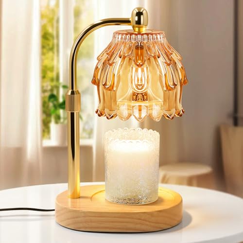 Candle Warmer Lamp with Timer - Electric Wax Melt Warmer with Adjustable Height and Dimmer for Scented Candle Wax, Home Fragrance Décor and House Warming Birthday Gifts for Women Mom - color: Amber
