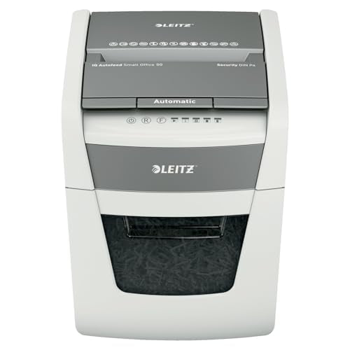 Leitz IQ Paper Shredder, Cross Cut, 50 Sheet, 5 Gallon Bin, P4 Security, Autofeed, Anti-Jam, Home Office (170008) - style: IQ Autofeed (50 Sheets)