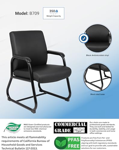 Boss Office Products Heavy Duty Caressoft Guest Chair in Black, 350 lbs. (B709) - style: Modern