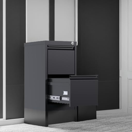 2 Drawer Steel File Cabinet with Lock, Wheels, Assembly Required
