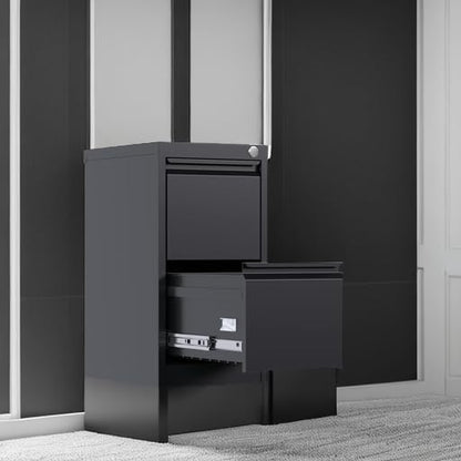 2 Drawer Steel File Cabinet with Lock, Wheels, Assembly Required