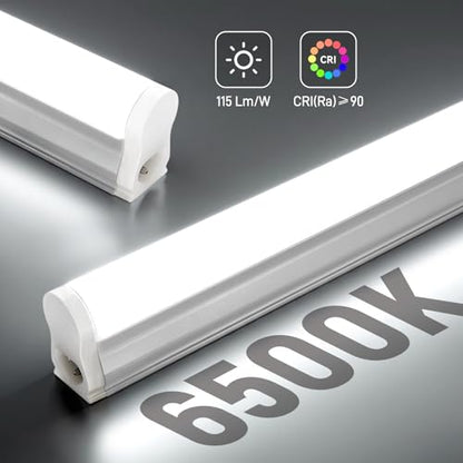 Pak 4FT LED Shop Lights, 2300LM 6500K Cool White, 20W Energy-Saving Super Bright Linkable T5 Ceiling and Under Cabinet Lighting Fixture for Garage, Workshop, Basement, Warehouse, FCC Certified, 6 Pack - size: 4FT 6500K-6 Pack