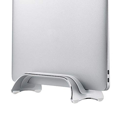 SIIG Aluminum Vertical Laptop Stand Holder, Desk Space Saving, Three Rubber Sizes 0.56", 0.64" & 0.72", Fits MacBook Pro, and Other Laptops to Organize Work & Home Office (CE-MT2R12-S2)