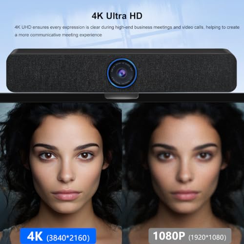 4K All-in-one AI Tracking Video Conference System, AI Speaker Tracking, 4pcs Noise-Cancelling Mics, Speaker, Auto Framing, 4K ePTZ Camera, Suitable for Computer Meeting, Video Calling