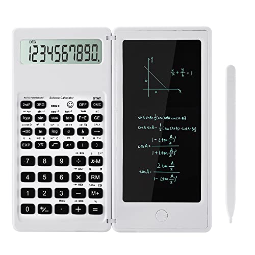 LveSunny Scientific Calculator for Students, 10-Digit Large Screen Math Calculator with Notepad, School Calculator for Middle School, High School and College, Back to School Supplies, White - color: White
