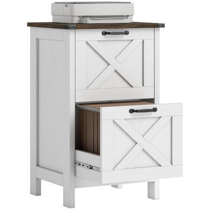 HOMCOM 2 Drawer Vertical File Cabinet with Silent Slides, Distressed White - color: Distressed White
